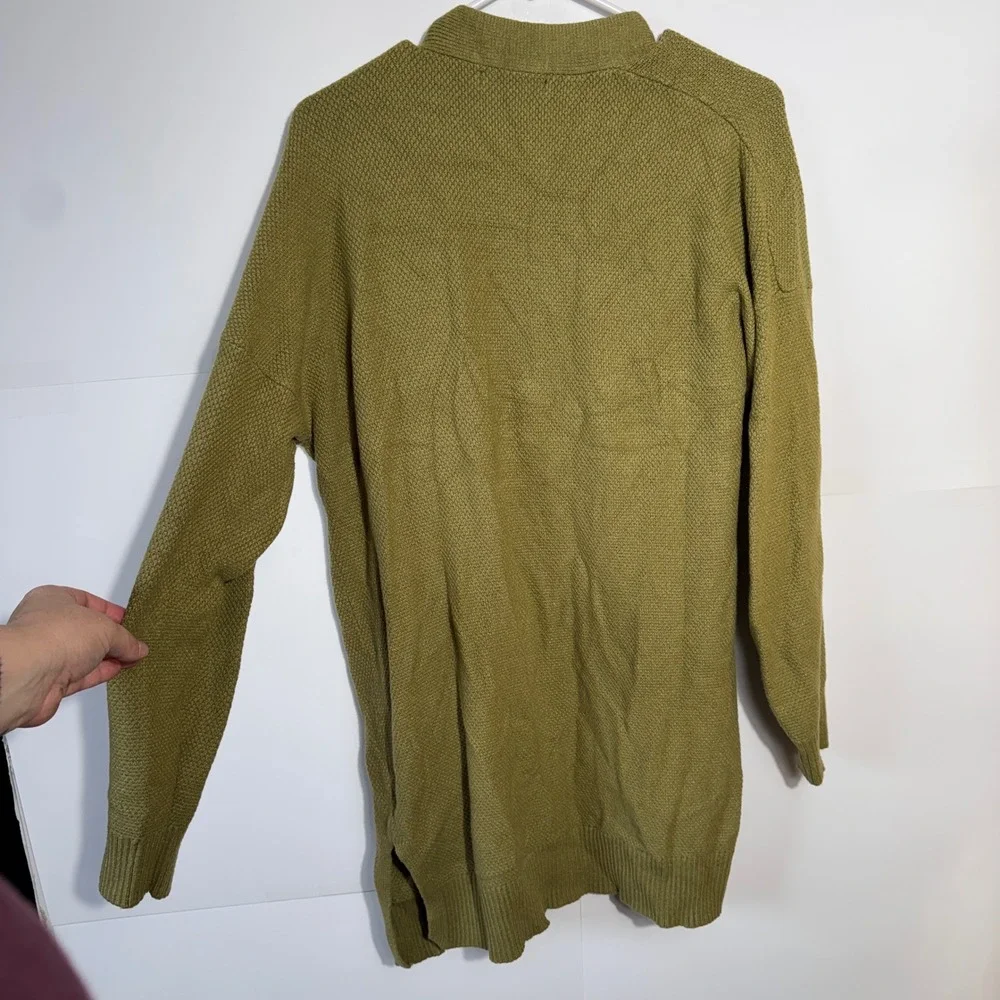 MEROKEETY Cardigan Sweater Womens 2XL Green Open Front Long Sleeve Pockets Boho